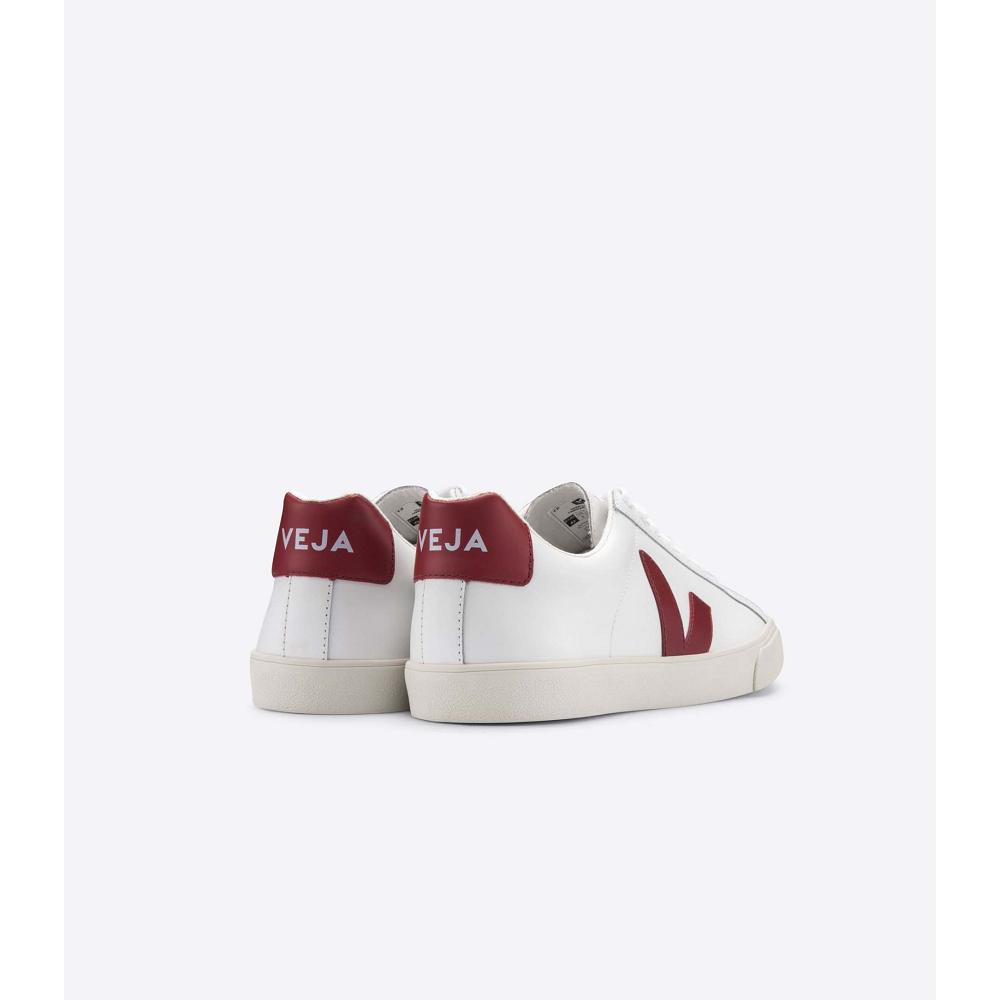 Veja ESPLAR LEATHER Joggesko Dame White/Red | NO 620JPQ